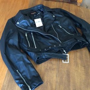 Forever 21 Ambiance cropped vegan moto jacket ( NWT)